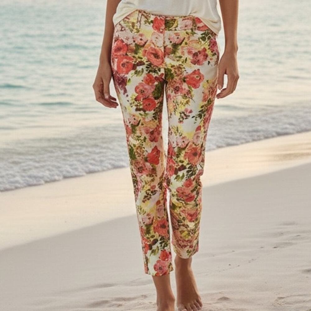 Cartonier Coral Floral Charlie Ankle Pants  2